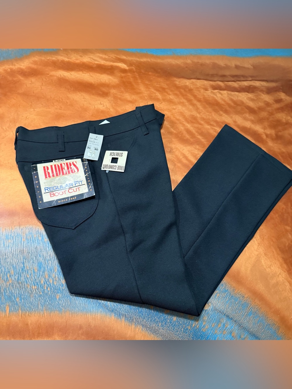 Vtg New Lee Riders Regular Fit Boot Cut Pants Black 31x30 USA
